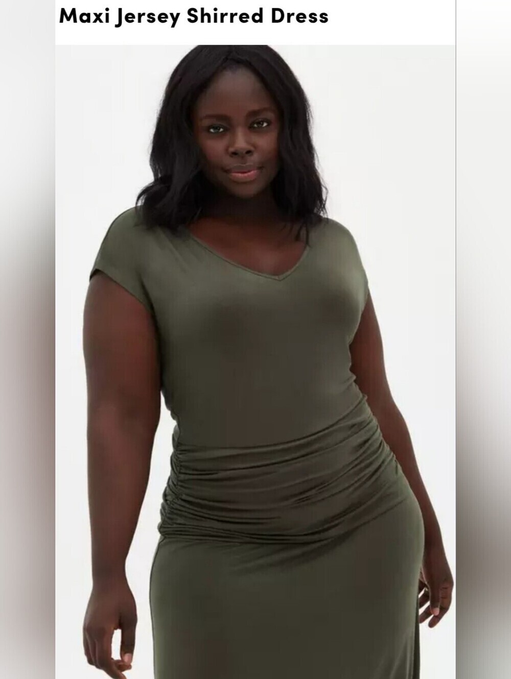 TORRID JERSEY SHIRRED DRESS SUPER SOFT KNITS MAXI DRESS. SIZE 1 = 1X. GREEN.